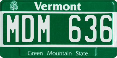 VT license plate MDM636