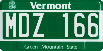VT license plate MDZ166