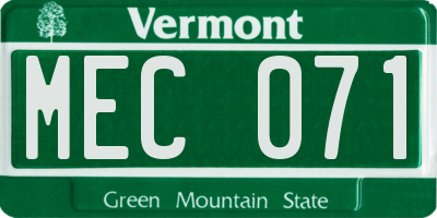 VT license plate MEC071