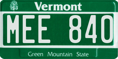 VT license plate MEE840