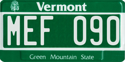 VT license plate MEF090