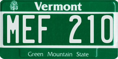VT license plate MEF210