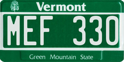 VT license plate MEF330