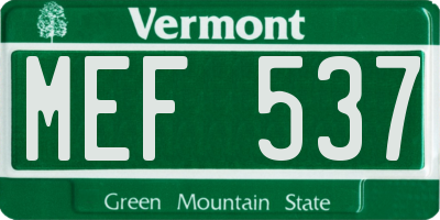 VT license plate MEF537