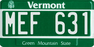 VT license plate MEF631