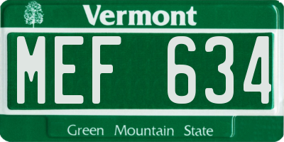 VT license plate MEF634