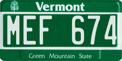 VT license plate MEF674