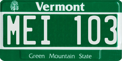 VT license plate MEI103