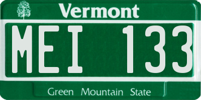 VT license plate MEI133