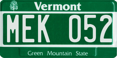 VT license plate MEK052