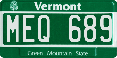 VT license plate MEQ689