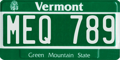 VT license plate MEQ789