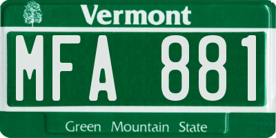 VT license plate MFA881