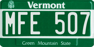 VT license plate MFE507