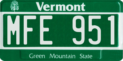 VT license plate MFE951