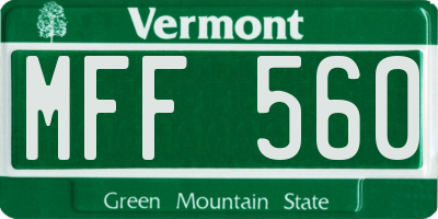 VT license plate MFF560