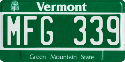 VT license plate MFG339