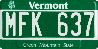 VT license plate MFK637