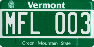 VT license plate MFL003