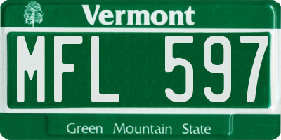 VT license plate MFL597