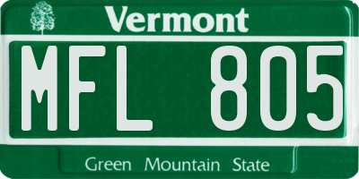VT license plate MFL805