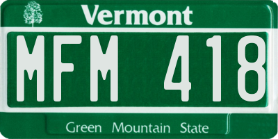VT license plate MFM418