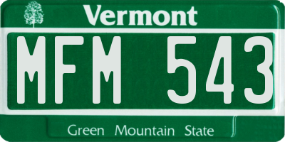 VT license plate MFM543