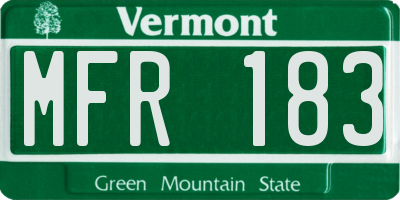 VT license plate MFR183
