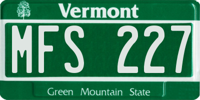 VT license plate MFS227