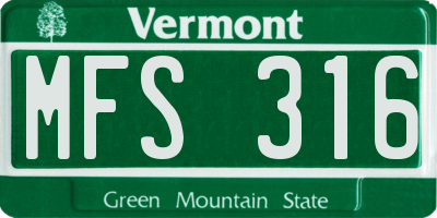 VT license plate MFS316
