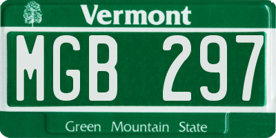VT license plate MGB297