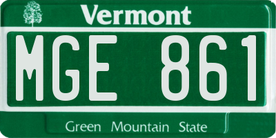 VT license plate MGE861