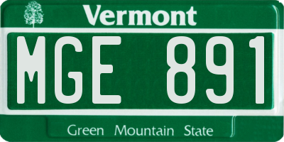 VT license plate MGE891