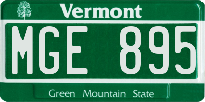 VT license plate MGE895