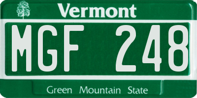 VT license plate MGF248