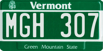 VT license plate MGH307