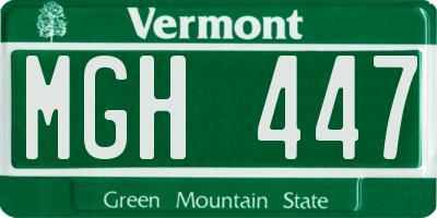 VT license plate MGH447