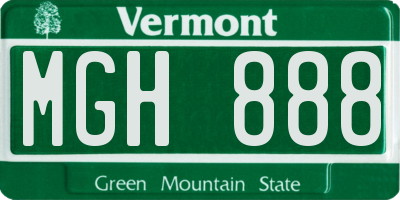 VT license plate MGH888