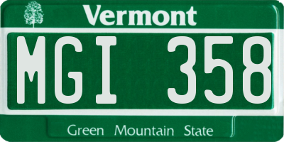 VT license plate MGI358