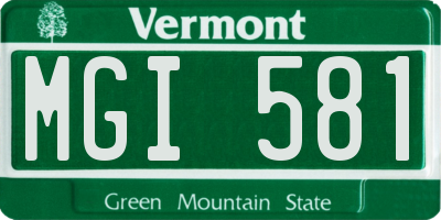 VT license plate MGI581