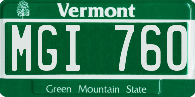 VT license plate MGI760