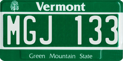 VT license plate MGJ133