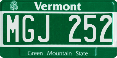 VT license plate MGJ252