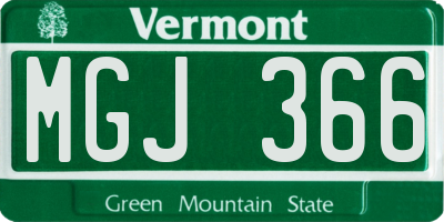 VT license plate MGJ366