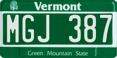 VT license plate MGJ387