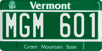 VT license plate MGM601
