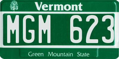 VT license plate MGM623