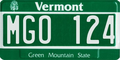 VT license plate MGO124