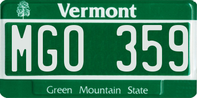 VT license plate MGO359