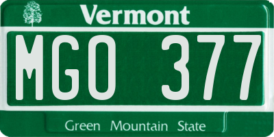 VT license plate MGO377